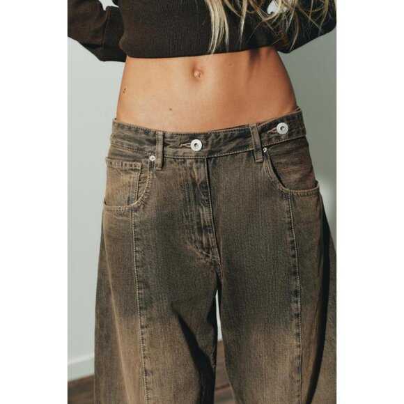 ZARA TRF OVERSIZE LOW-RISE JEANS - Picture 4 of 10